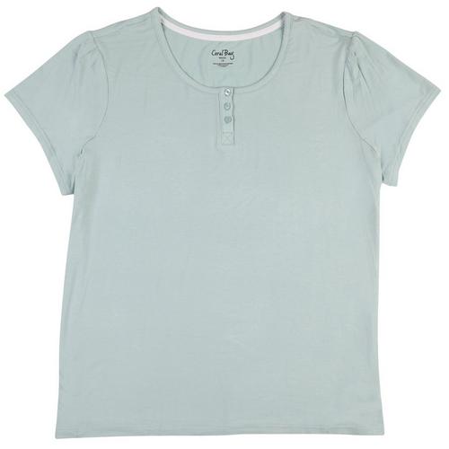 Coral Bay Plus Solid Scoop Neck Short Sleeve