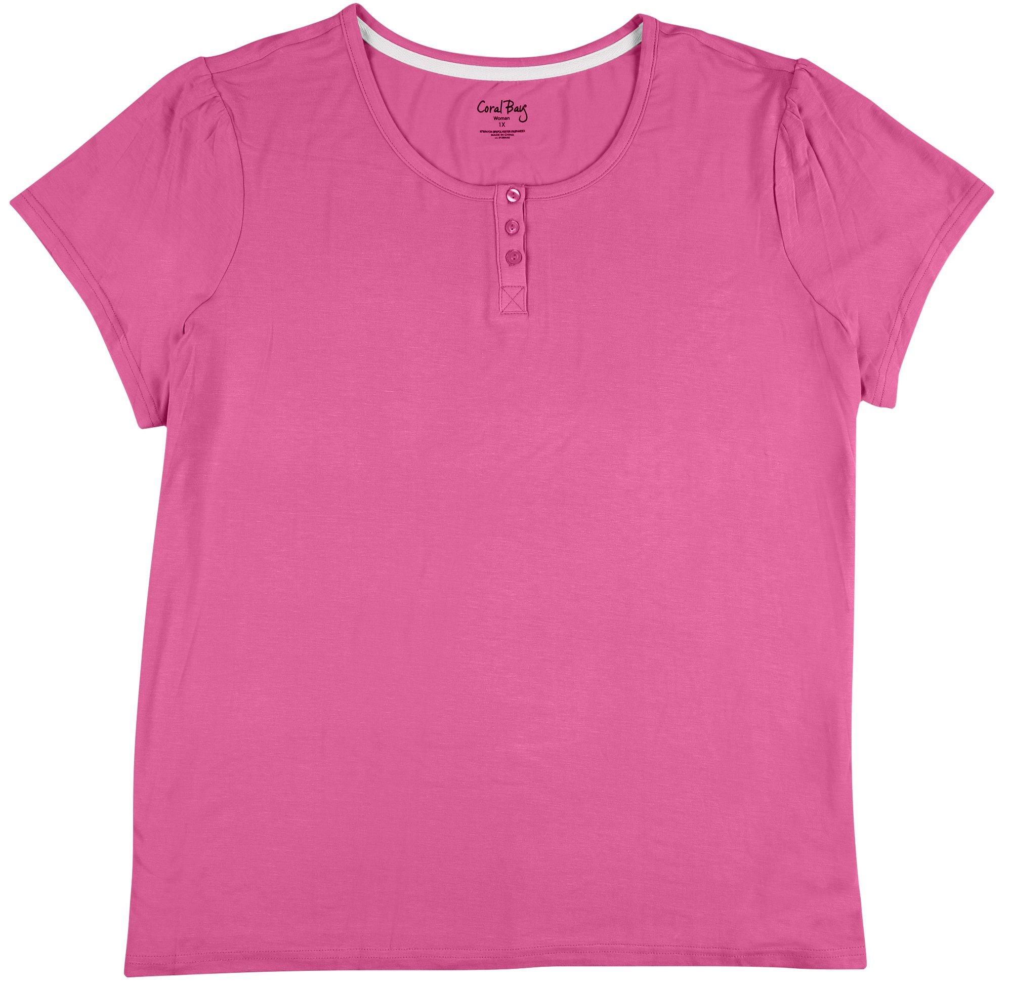 Coral Bay Plus Solid Scoop Neck Short Sleeve