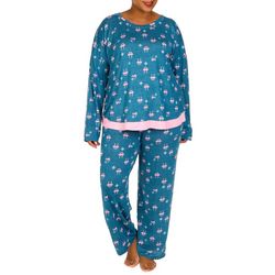 Ellen Tracy Plus 2-Pc Flamingo Sweater Knit Pajama Set