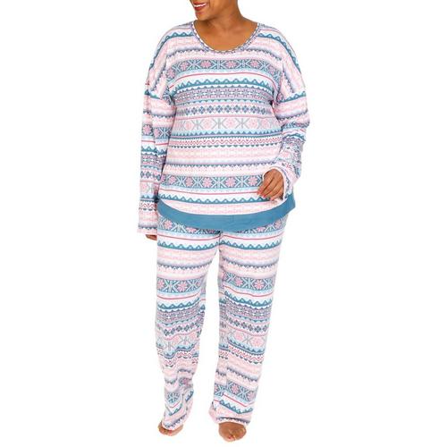 Ellen Tracy Plus 2-Pc Nordic Sweater Knit Pajama