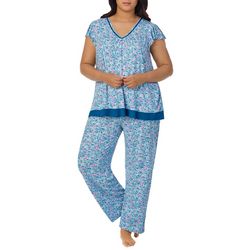 Ellen Tracy Plus 2-Pc. Floral Top & Pants Sleep Set