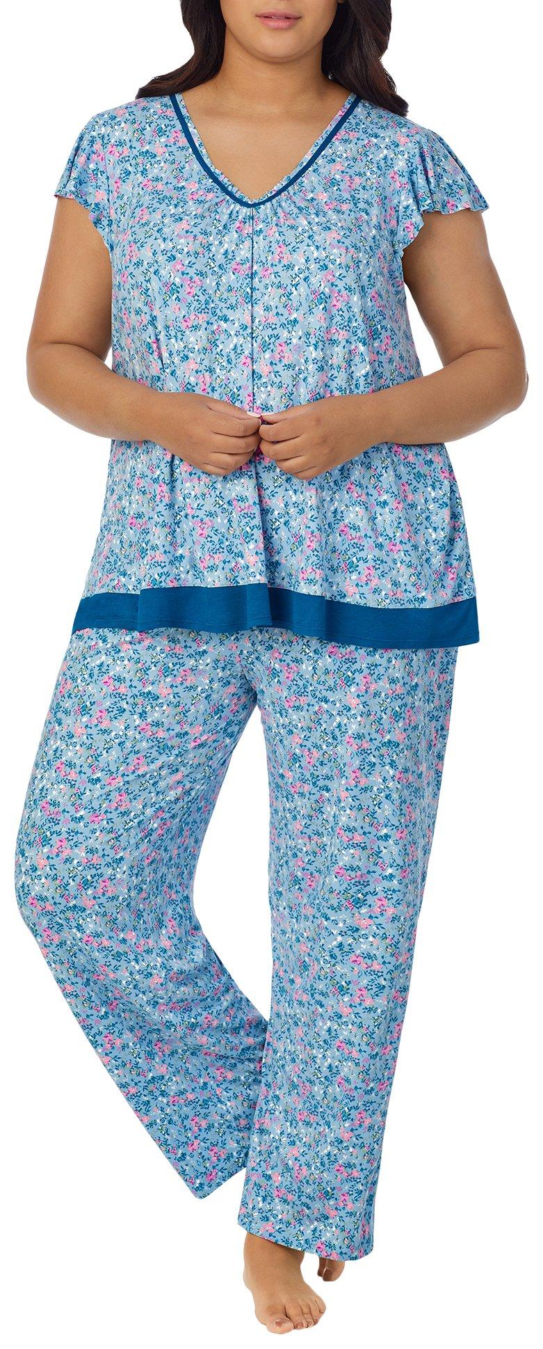 Plus 2-Pc. Floral Top & Pants Sleep Set