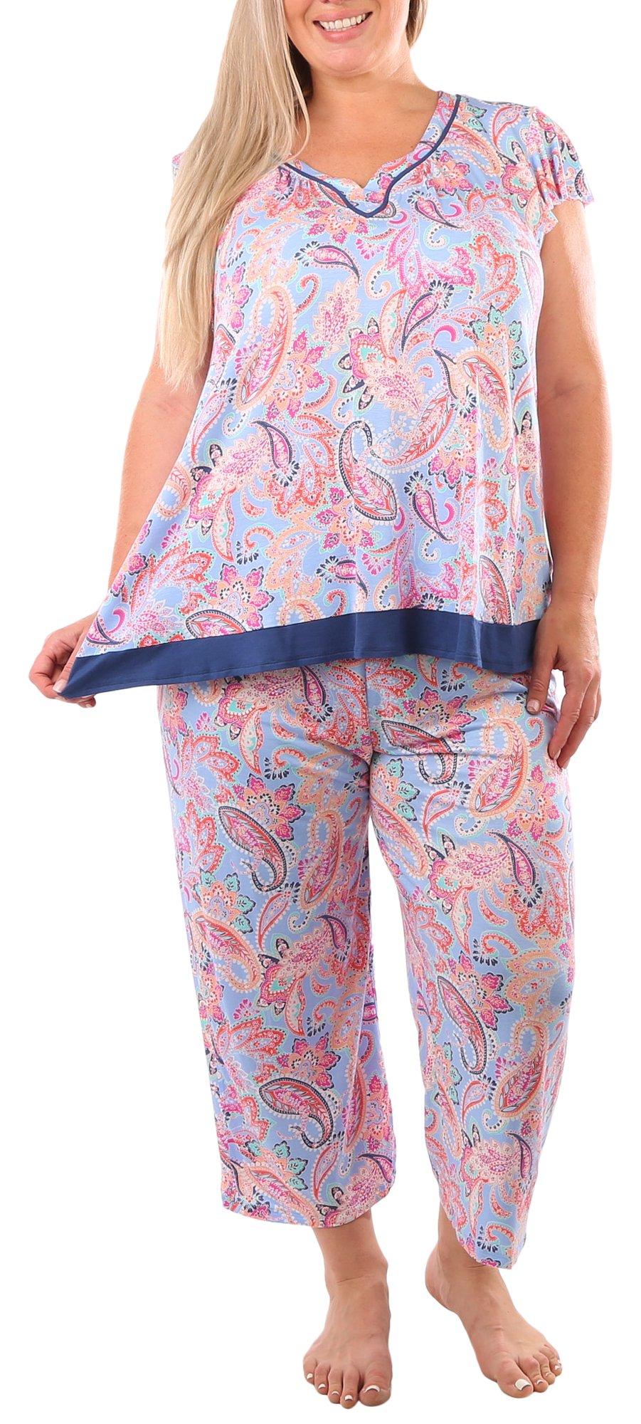 Plus 2-Pc. Paisley Top & Capris Sleep Set