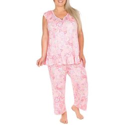 Ellen Tracy Womens 2-Pc. Short Sleeve Top & Capris Sleep Set