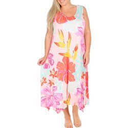 Ellen Tracy Plus Floral Sleeveless Midi Nightgown