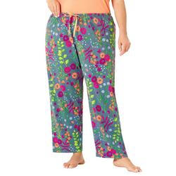 Plus Floral Print Drawstring Pajama Pants