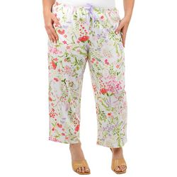 Hue Plus Cottage Garden Drawstring Pajama Crop Pants