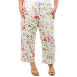 Plus Cottage Garden Drawstring Pajama Crop Pants