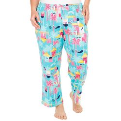 Hue Plus Beach Hut Print Pajama Cropped Pants