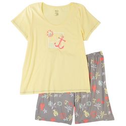 Hue Womens 2-Pc. Sea Life Plus Pajama Top & Shorts Set