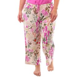 Hue Womens Floral Print Pajama Cropped Pants
