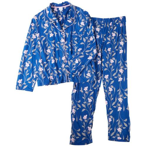 Be Yourself Plus 2-Pc. Button Up Printed Pajama