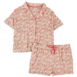 Be Yourself Plus 2 Pc. Floral Notch Collar Pajama Set