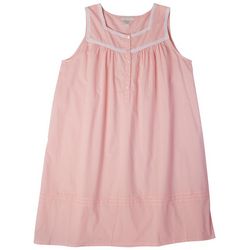 Coral Bay Plus Solid Cambric Sleeveless Nightgown