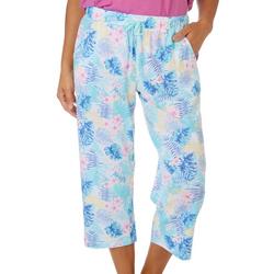 Plus Tropical Drawstring Pajama Capri