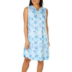 Coral Bay Sleepwear Plus Turtle V-Neck Sleeveless Nightgown