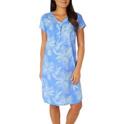 Coral Bay Sleepwear Plus Palm V-Neck Sleeveless Nightgown