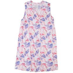 Coral Bay Sleepwear Plus Flamingo Sleeveless Nightgown