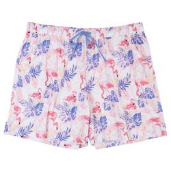 Coral Bay Sleepwear Womens Plus Flamingo Drawstring Shorts