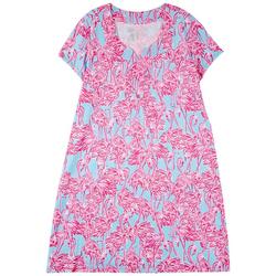 Coral Bay Plus Flamingo Short Sleeve Nightgown