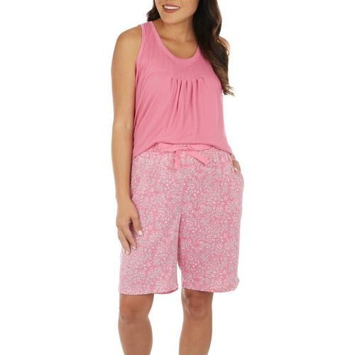 Jaclyn Intimates 2-Pc. Solid Tank & Floral Shorts