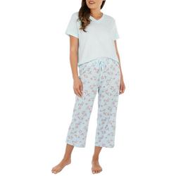 Karen Neuberger 2-Pc. Print Solid Tee & Pants Sleep Set