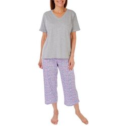Karen Neuberger 2-Pc. Solid Tee & Print Crop Pants Sleep Set