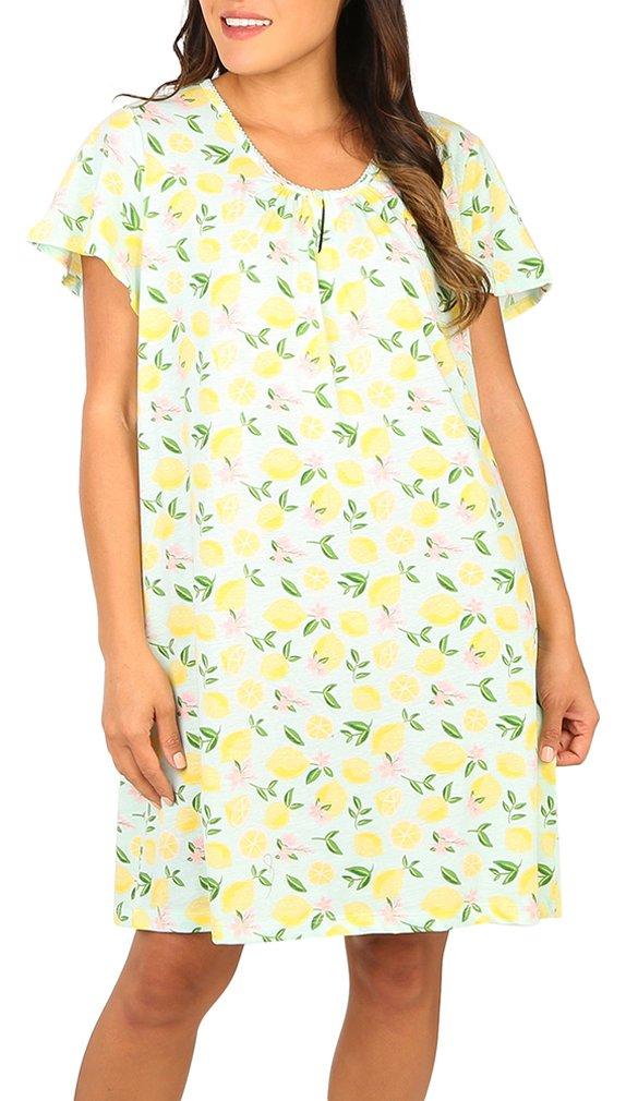 Karen Neuberger Womens Lemon Keyhole Nightgown & Headband