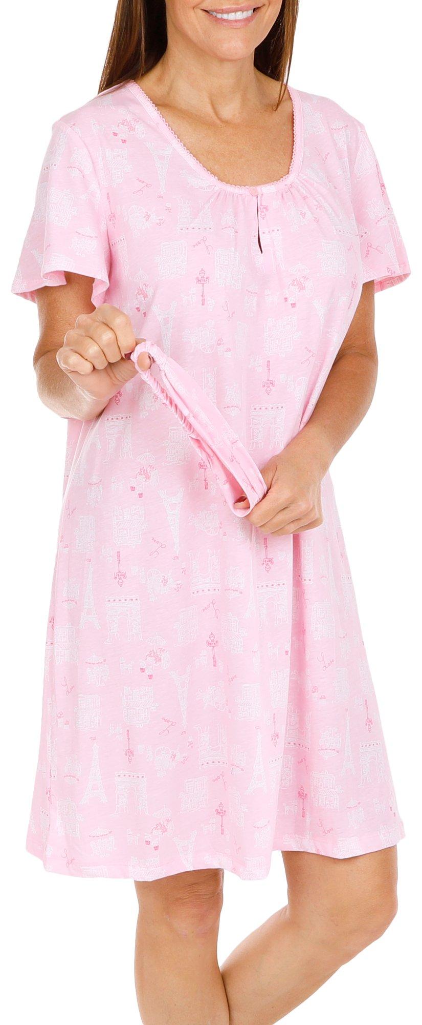 Karen Neuberger Womens Paris Keyhole Nightgown & Headband