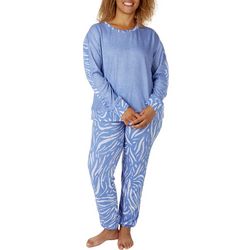 Womens 2-Pc Long Sleeve Top & Tie Dye Pajama Pant Set