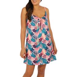 Womens Tropical Tie Front Sleeveless Chemise