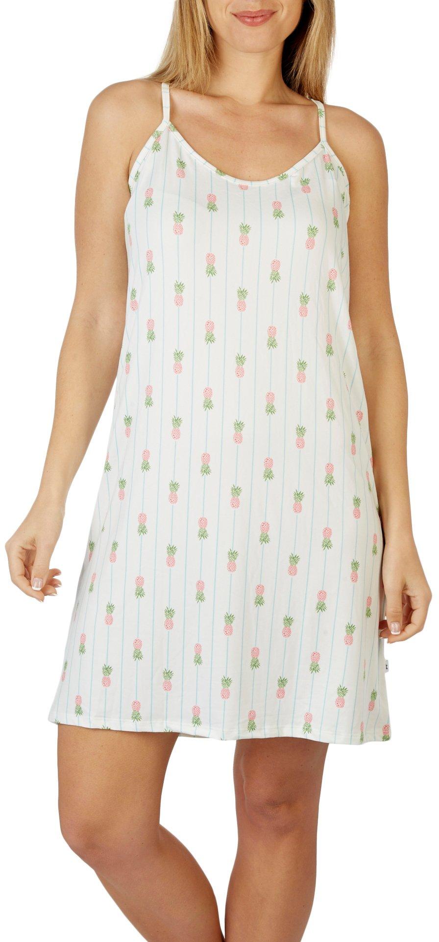 Womens Pineapple Print Sleeveless Tank Nightgown