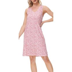 Echo Womens 38 in. Cheetah V Neck Chemise Pocket Nightgown