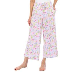 Womens 30 In. Flower Wide Leg Crop Sleep Pants