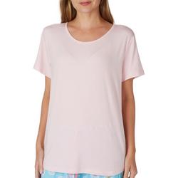 Womens Solid Short Sleeve Cooling Sleepwear Pajama Top