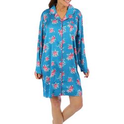 Muk Luks Womens Floral Long Sleeve Sleepshirt