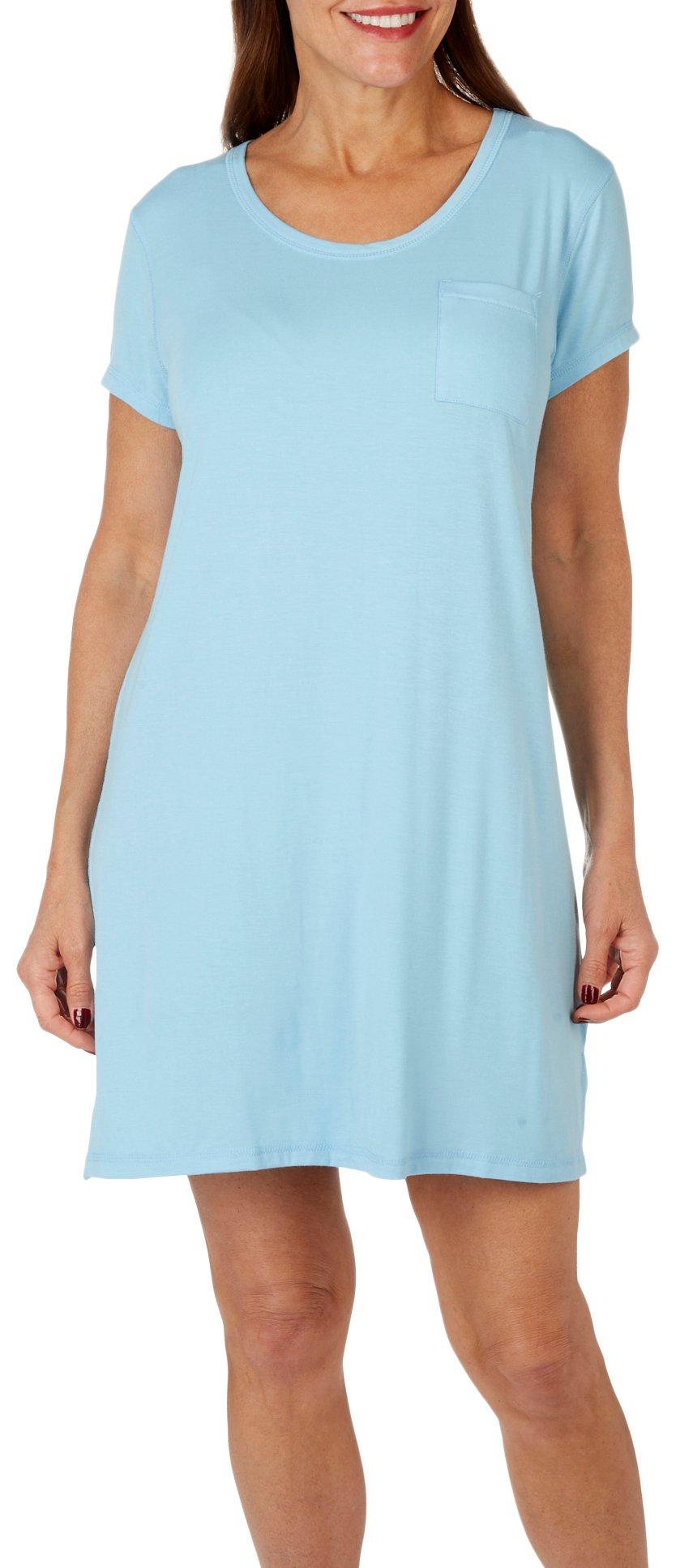 Womens Solid Pocket T-Shirt Nightgown
