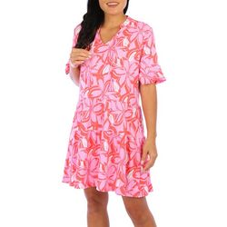 Muk Luks Womens Floral Tiered Nightgown