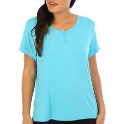 Coral Bay Womens Cooling Solid Short Sleeve Sleep Top