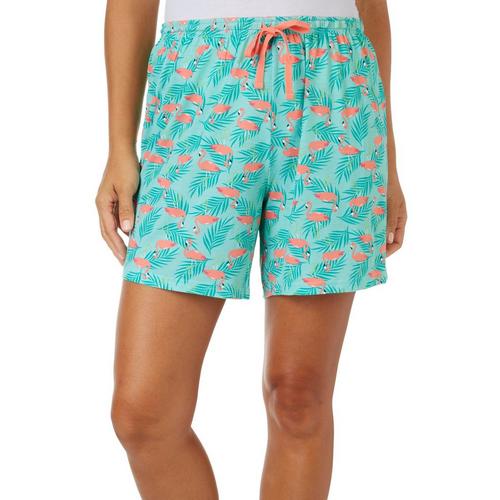 Coral Bay Womens 6 in. Flamingo Pajama Shorts
