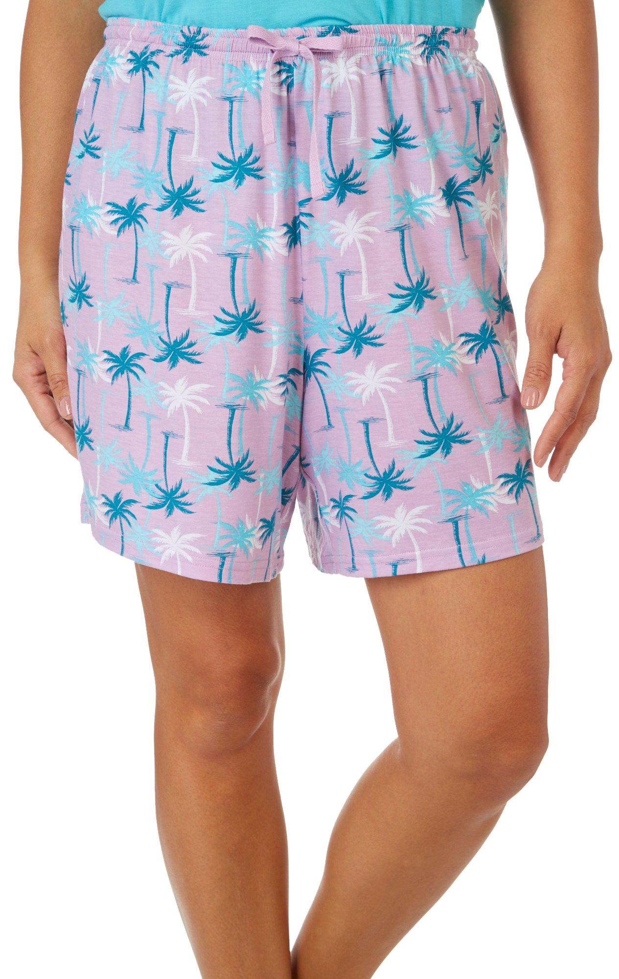Coral Bay Womens Palm Tree Drawstring Pajama Short