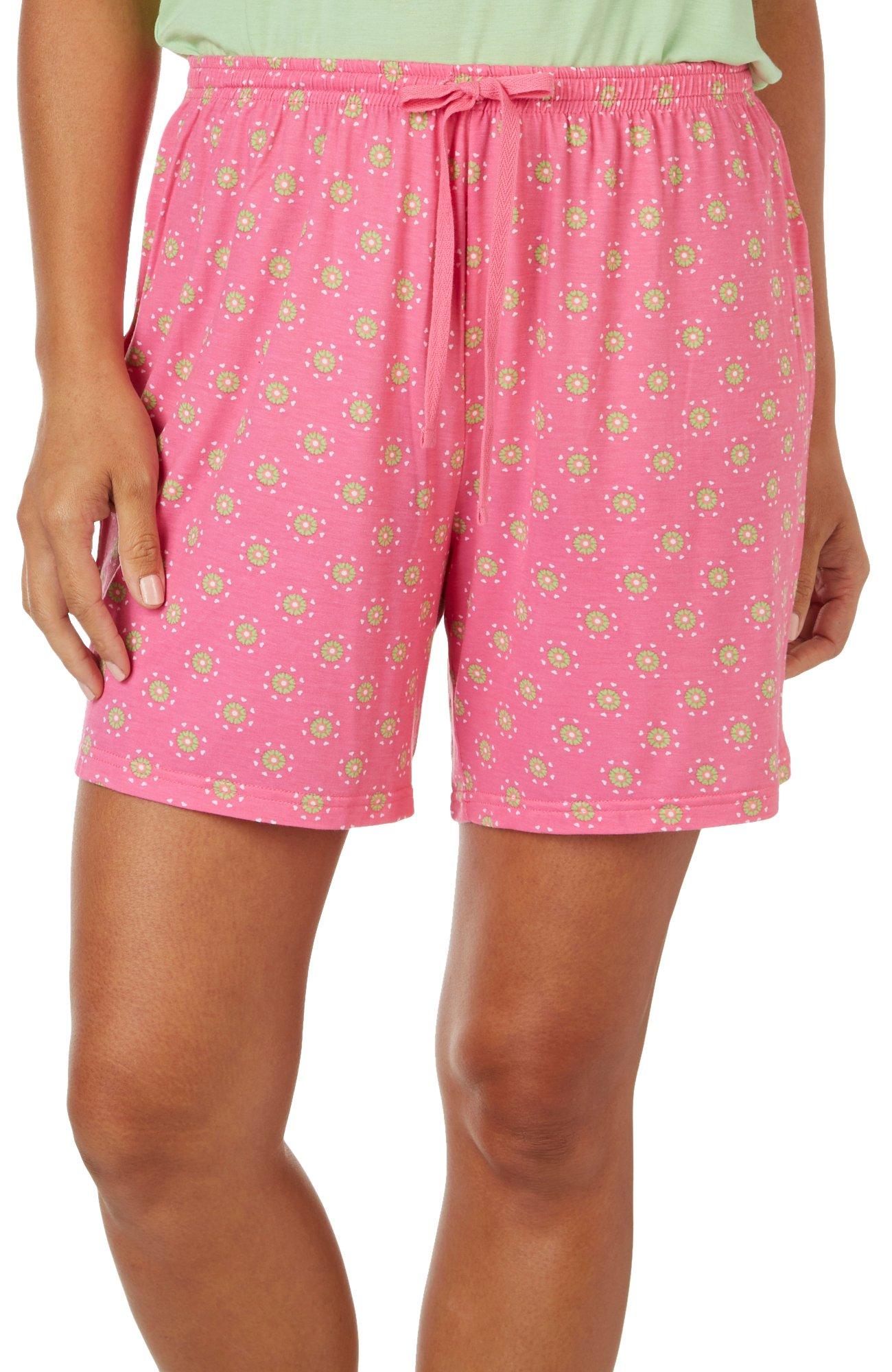Coral Bay Womens 6 in. Daisy Dot Pajama Shorts