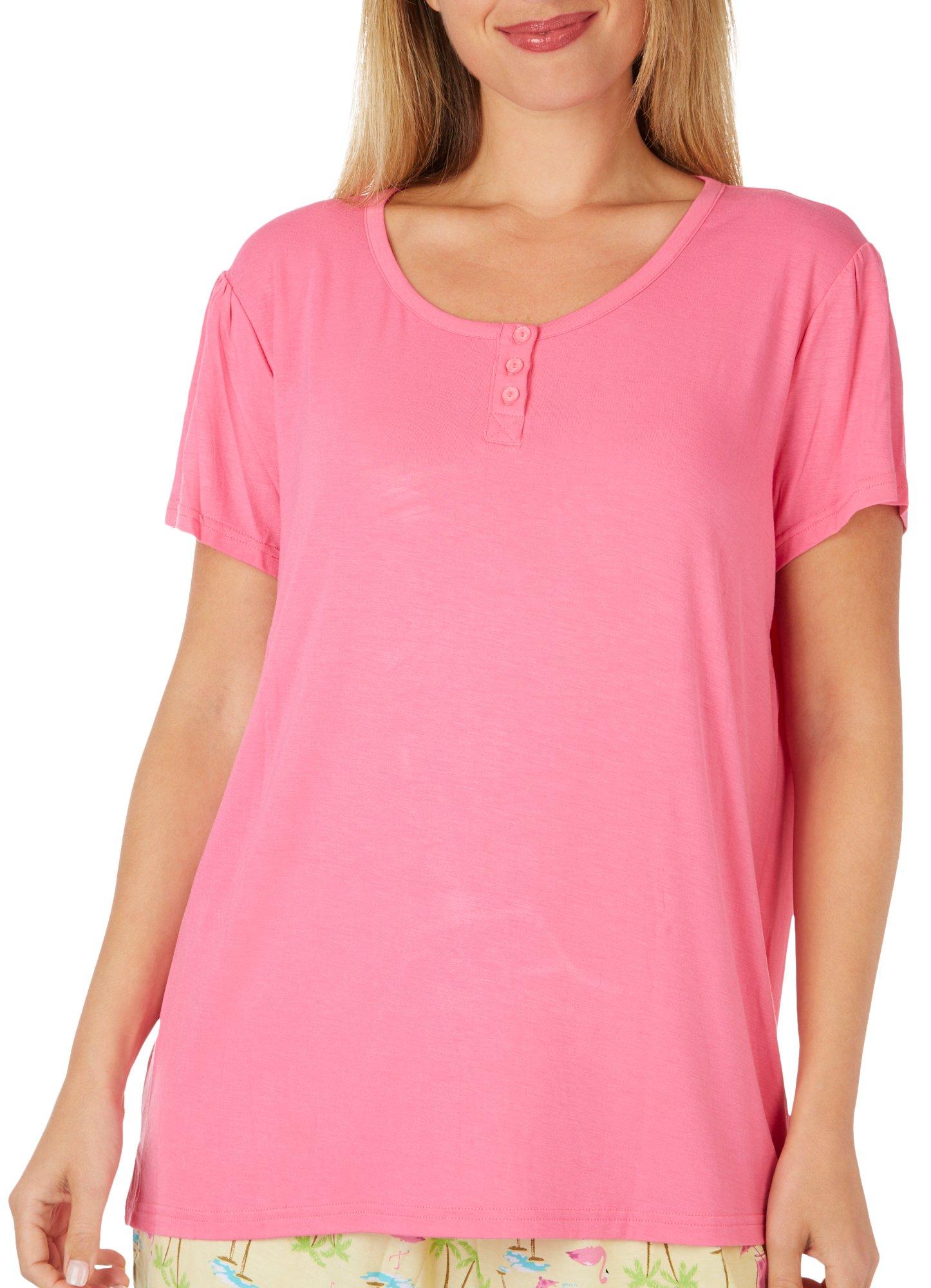 Coral Bay Womens Solid Scoop Neck Short Sleeve