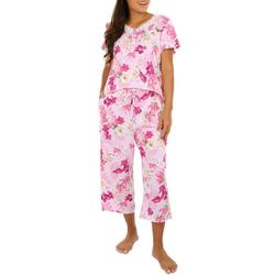 Womens 2-Pc. Floral Short Sleeve Top & Capris Sleep Set