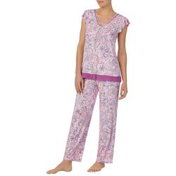 Ellen Tracy Womens 2-Pc. Paisley Top & Pants Sleep Set