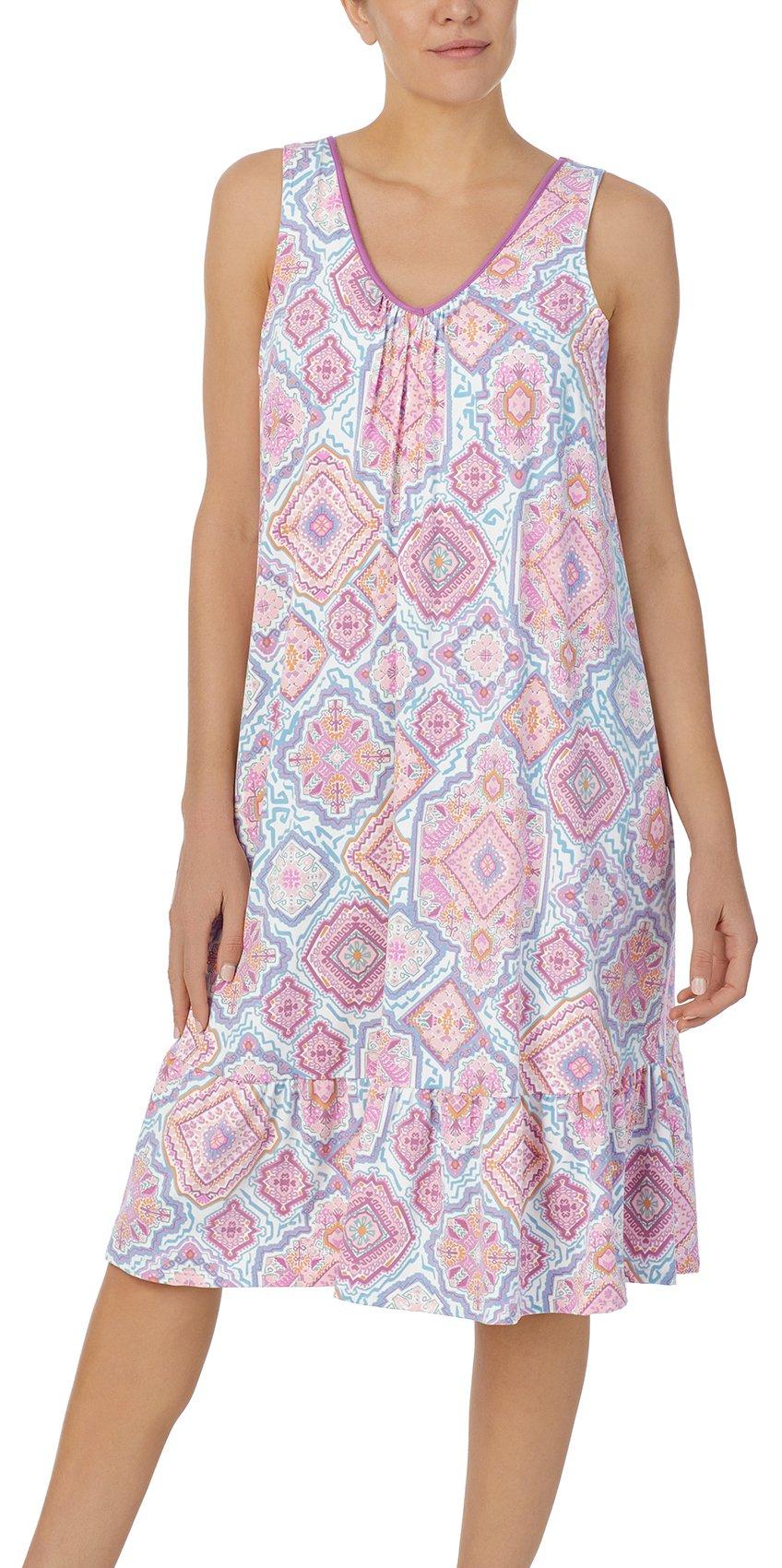 Misses 44 In. Medallion Sleeveless Nightgown