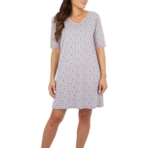Cuddl Duds Womens Heart Print Sleep Shirt Nightgown