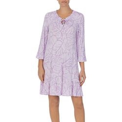 Ellen Tracy Womens Printed 3/4 Sleeve Nightgown