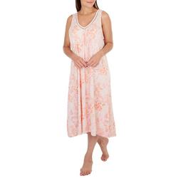 Womens Floral Sleeveless Midi Nightgown