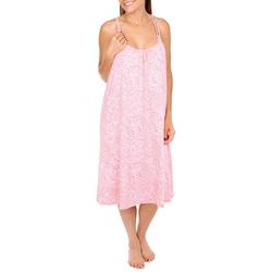Womens Print Adjustable Strap Midi Nightgown